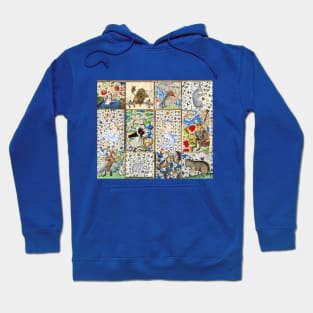 MEDIEVAL BESTIARY PLAYING MUSICAL INSTRUMENTS, MERMAIDS  AMONG FLOWERS AND FRUITS Hoodie